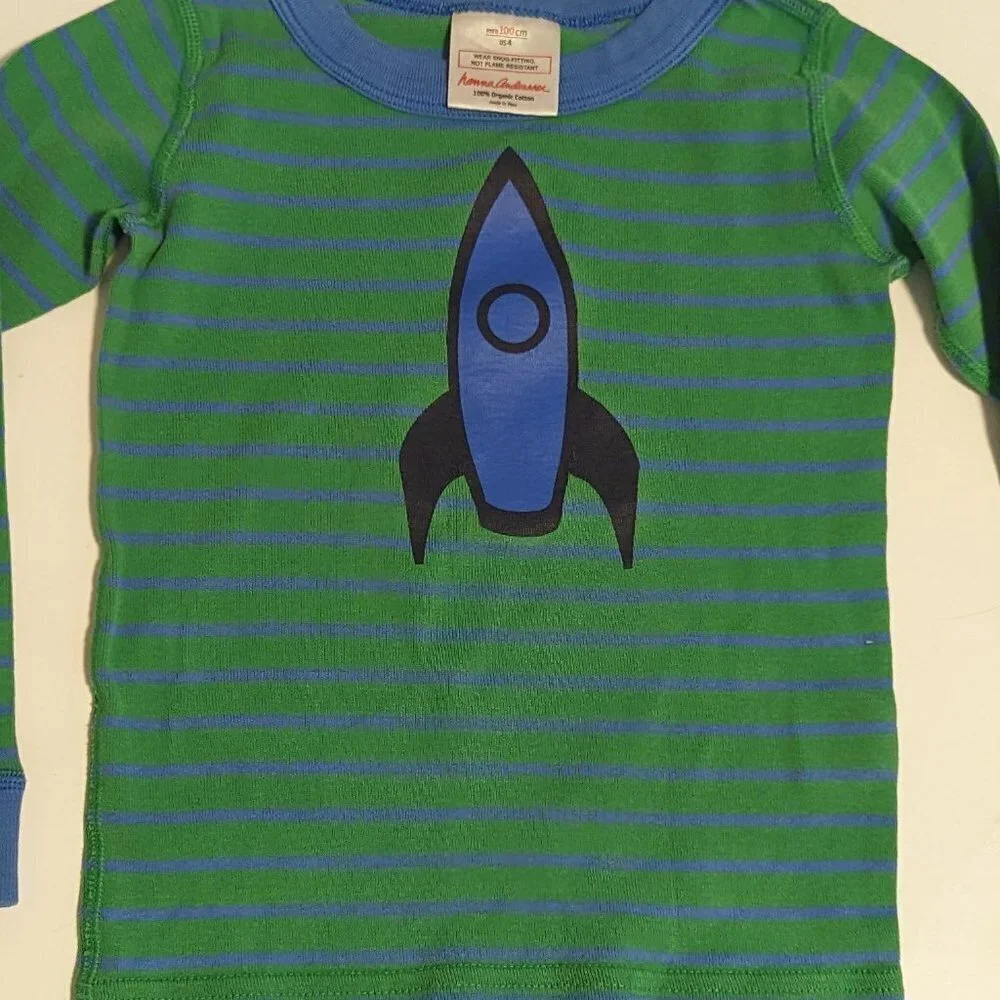 Hanna Andersson Rocket‎ Space Organic Stripe Alien Long Sleeve Shirt